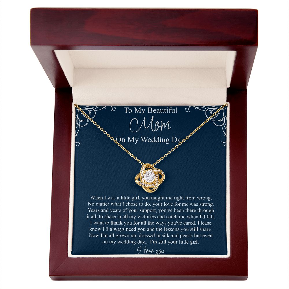 To My Beautiful Mom On My Wedding Day - Love Knot Pendant Necklace