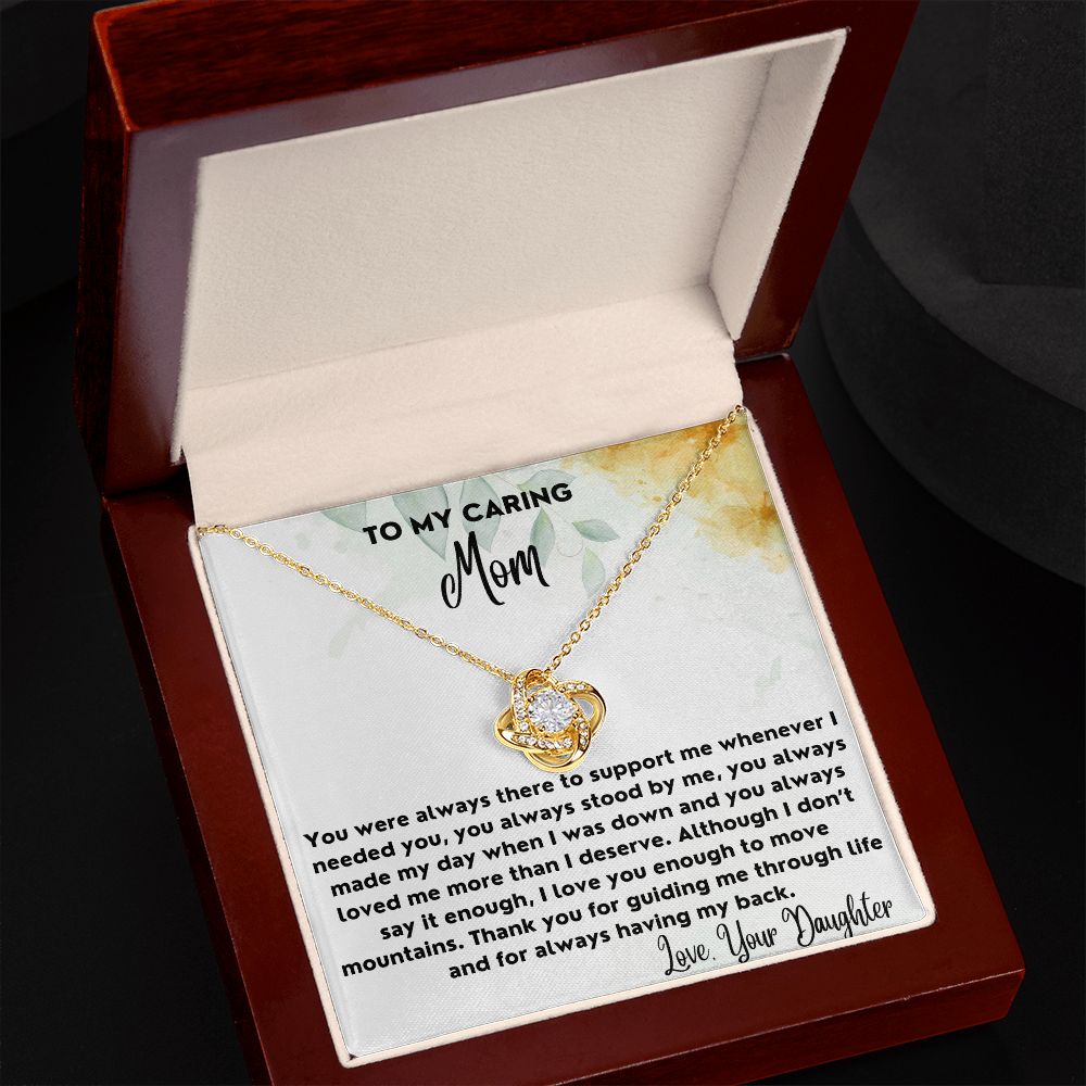 To My Caring Mom - Love Knot Necklace For Mom
