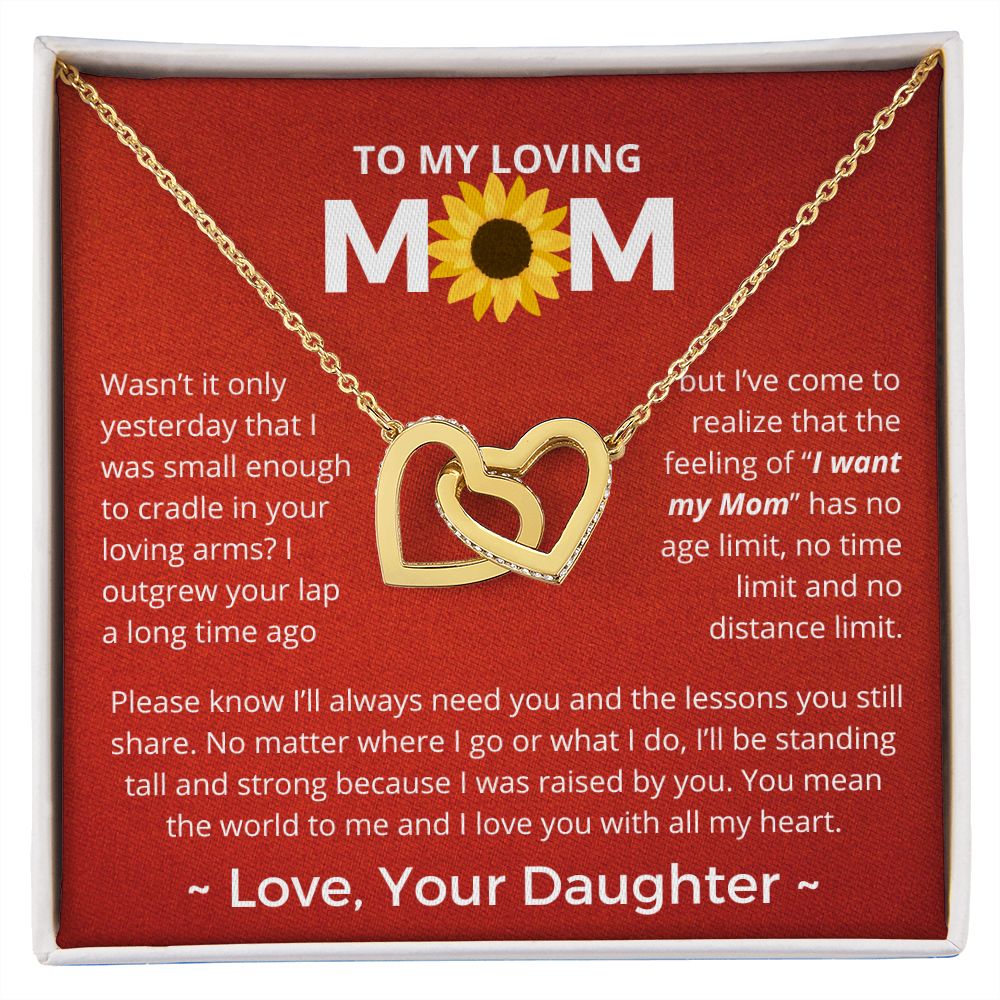 You Mean The World To Me - Interlocking Hearts Necklace For Mom