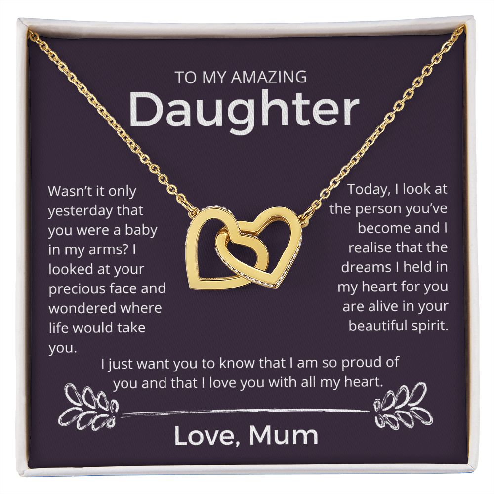 The Dreams I Held In My Heart - Interlocking Hearts Necklace For Daughter