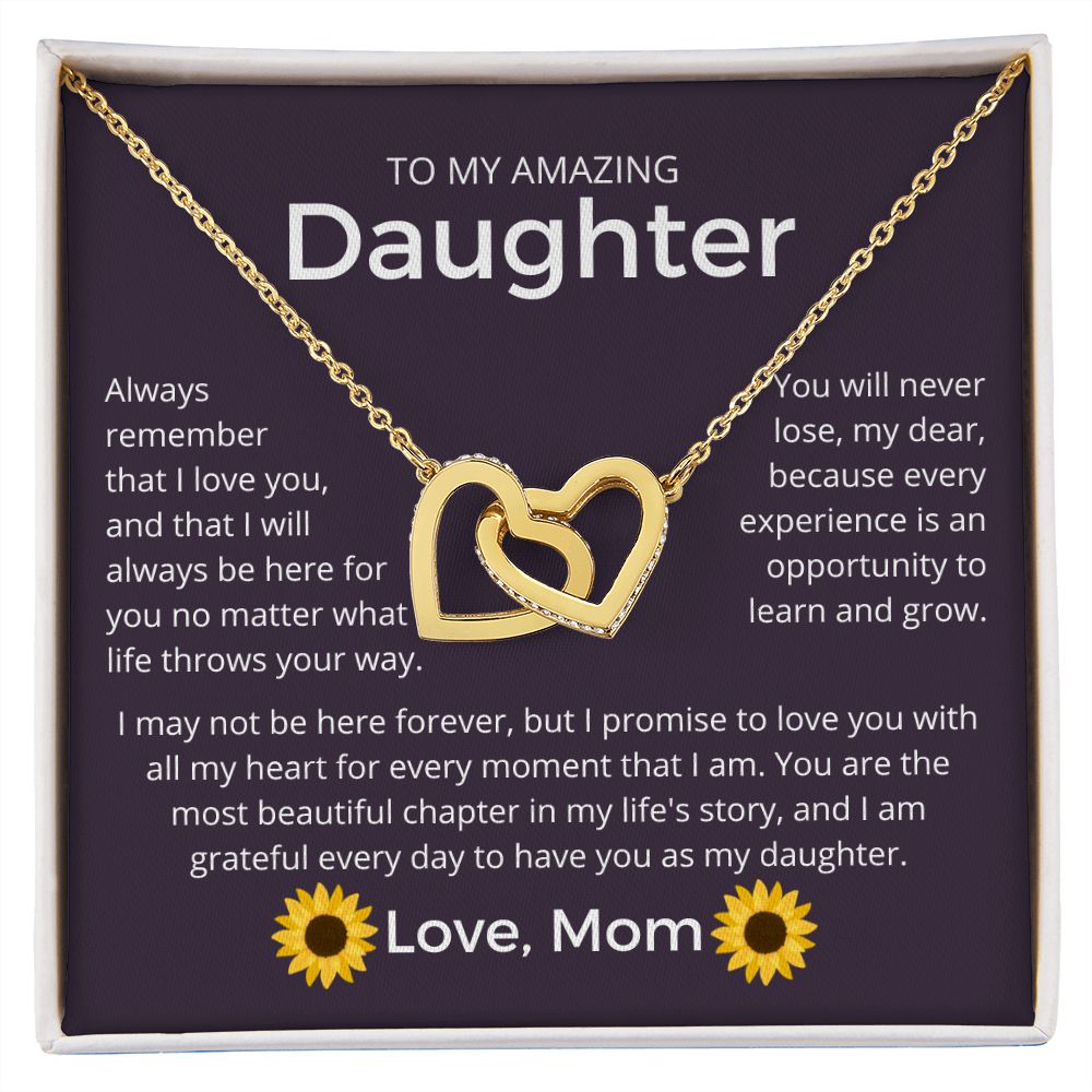 No Matter What Life Throws Your Way - Interlocking Hearts Necklace For Daughter
