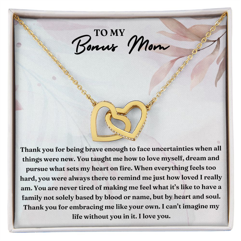 Thank You For Embracing Me Like Your Own - Interlocking Hearts Necklace For Bonus Mom