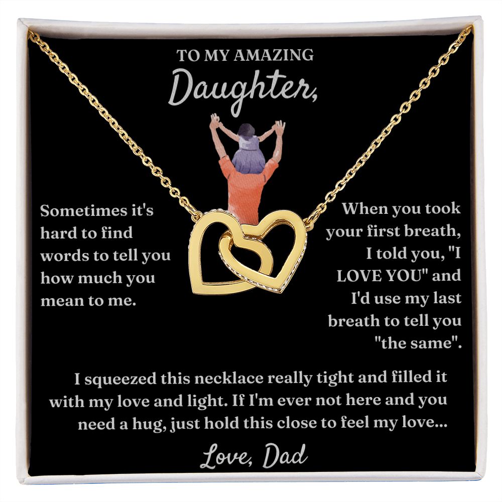 How Much You Mean To Me - Interlocking Hearts Necklace For Daughter