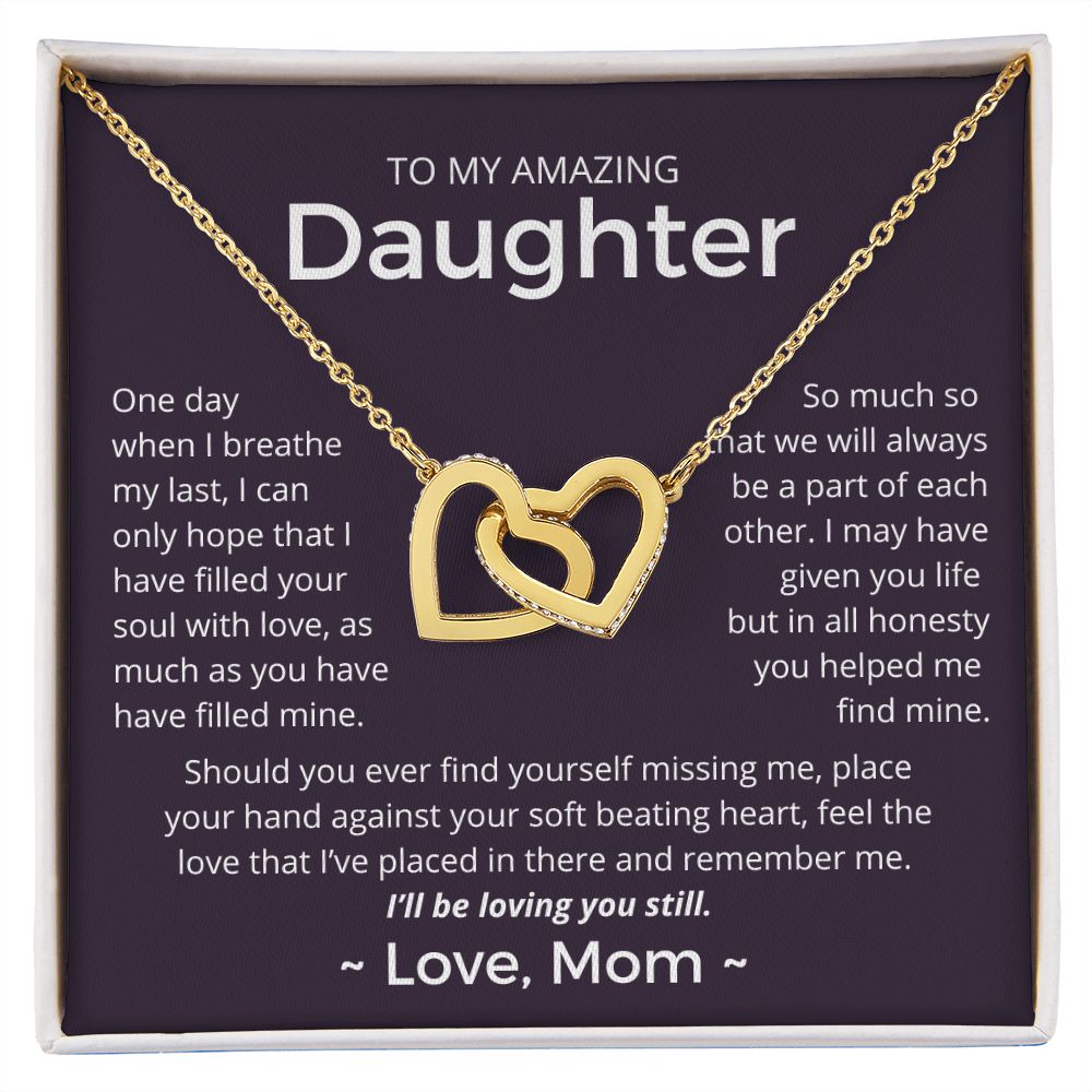 When I Breath My Last - Interlocking Hearts Necklace For Daughter