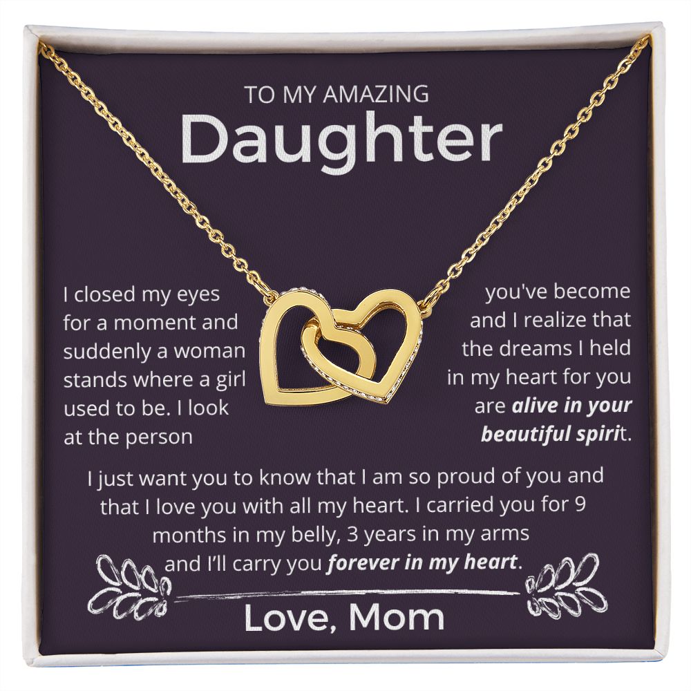 Where A Girl Used To Be - Interlocking Hearts Necklace For Daughter