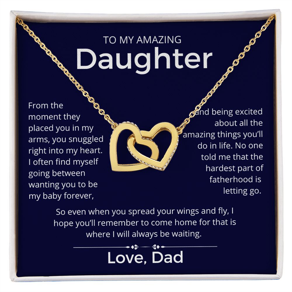 I Will Always Be Waiting - Interlocking Hearts Necklace For Daughter