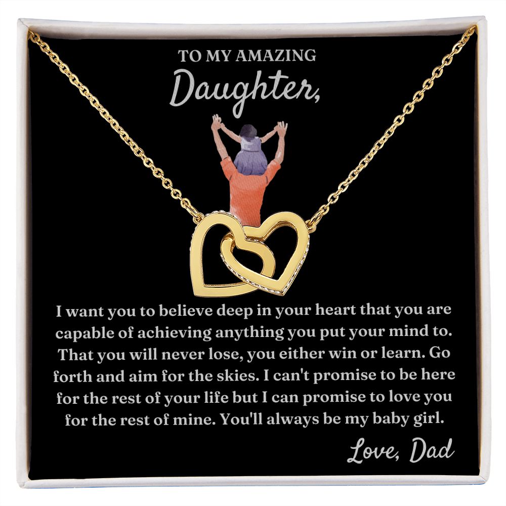 You Either Win Or Learn - Interlocking Hearts Necklace For Daughter