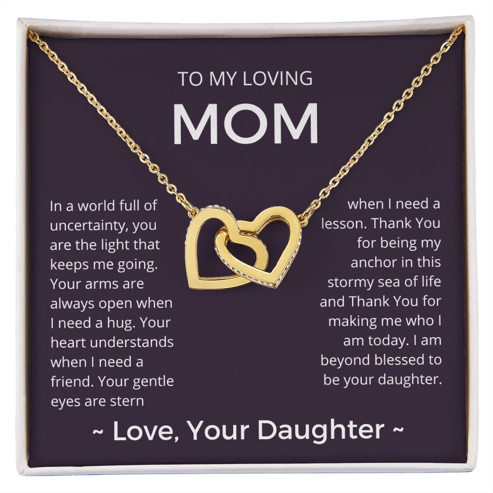 The Light That Keeps Me Going - Interlocking Hearts Necklace For Mom