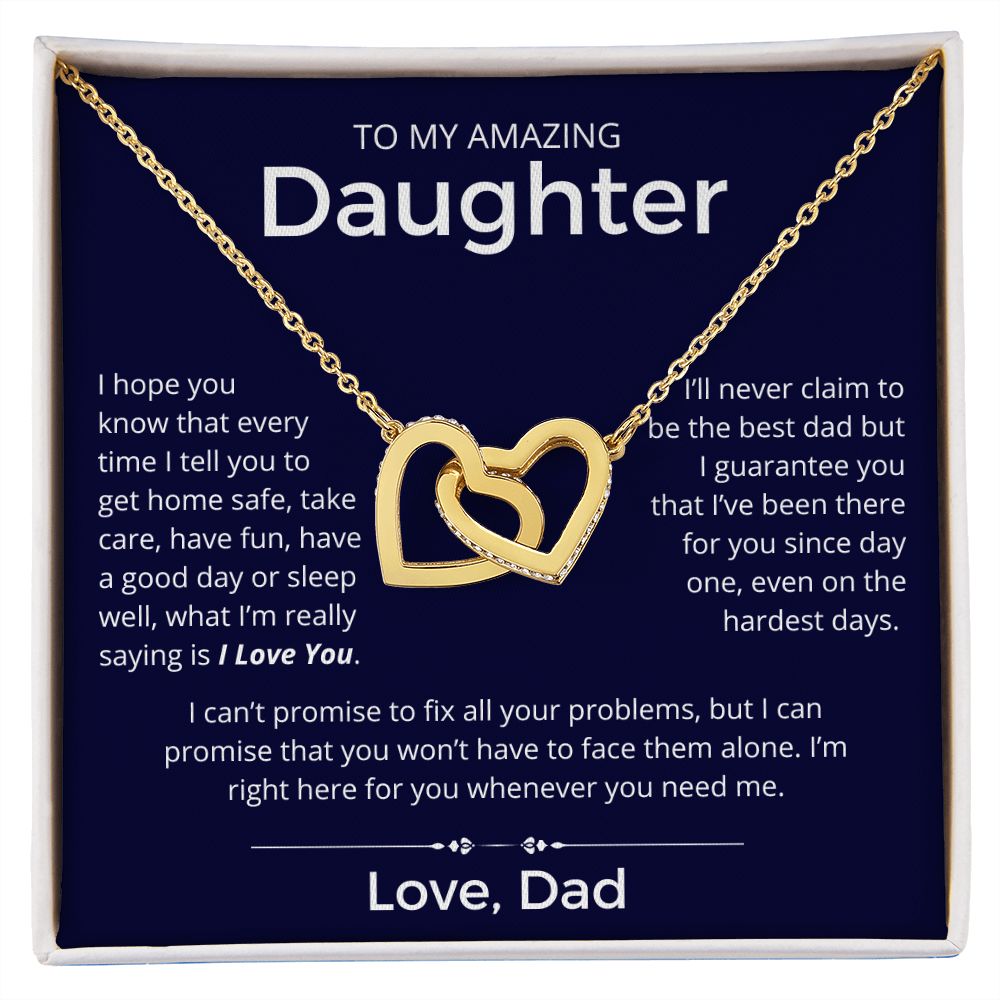 Even On The Hardest Days - Interlocking Hearts Necklace For Daughter