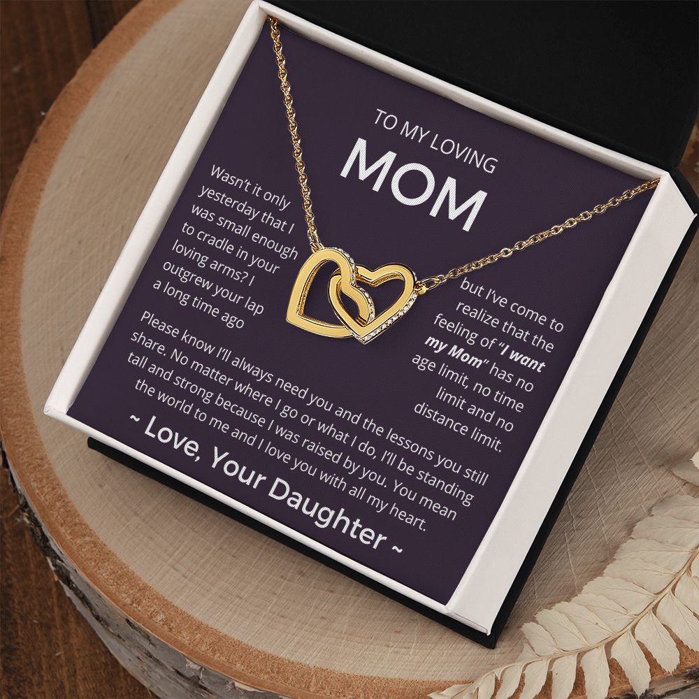 You Mean The World To Me - Interlocking Hearts Necklace For Mom