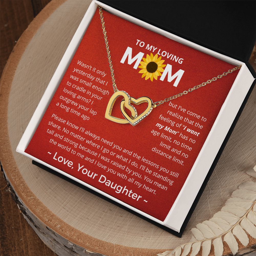 You Mean The World To Me - Interlocking Hearts Necklace For Mom