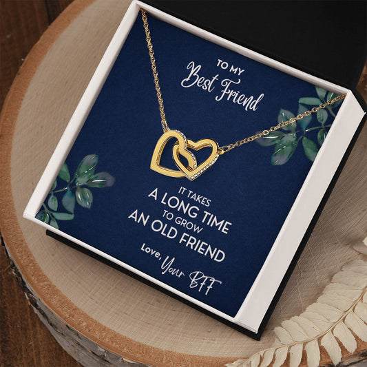 It Takes A Long Time To Grow An Old Friend - Interlocking Hearts Necklace