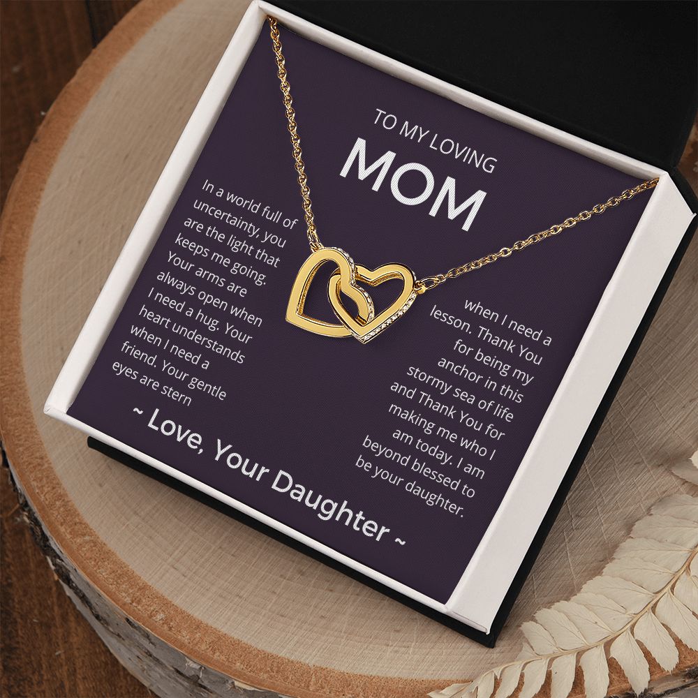The Light That Keeps Me Going - Interlocking Hearts Necklace For Mom