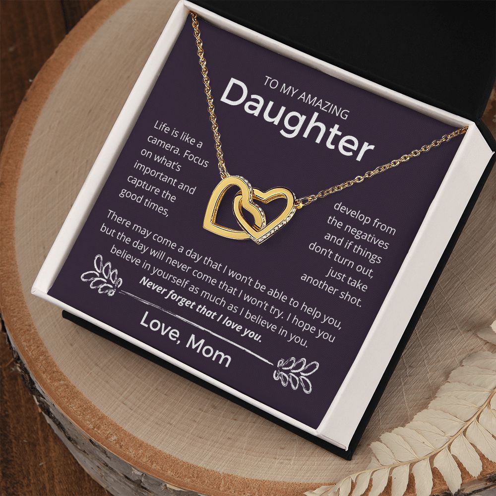 Believe In Yourself - Interlocking Hearts Necklace For Daughter