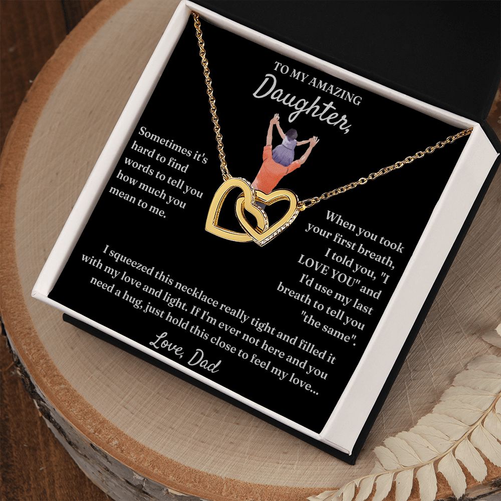How Much You Mean To Me - Interlocking Hearts Necklace For Daughter
