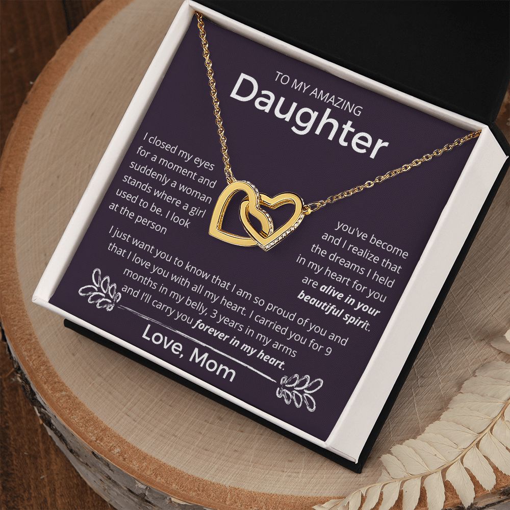 Where A Girl Used To Be - Interlocking Hearts Necklace For Daughter