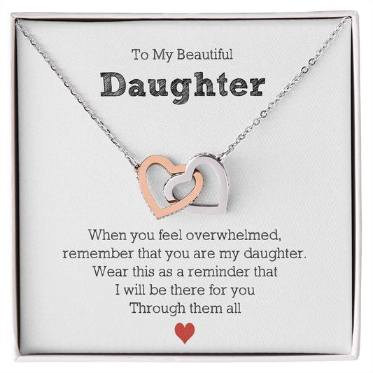 To My Beautiful Daughter - Interlocking Hearts Necklace For Daughter