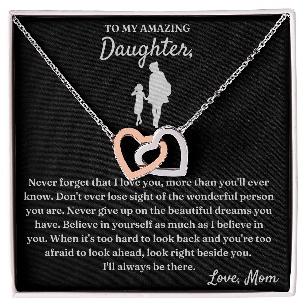 More Than You'll Ever Know - Interlocking Hearts Necklace For Daughter