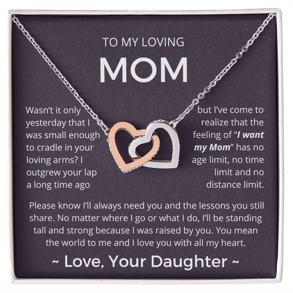 You Mean The World To Me - Interlocking Hearts Necklace For Mom