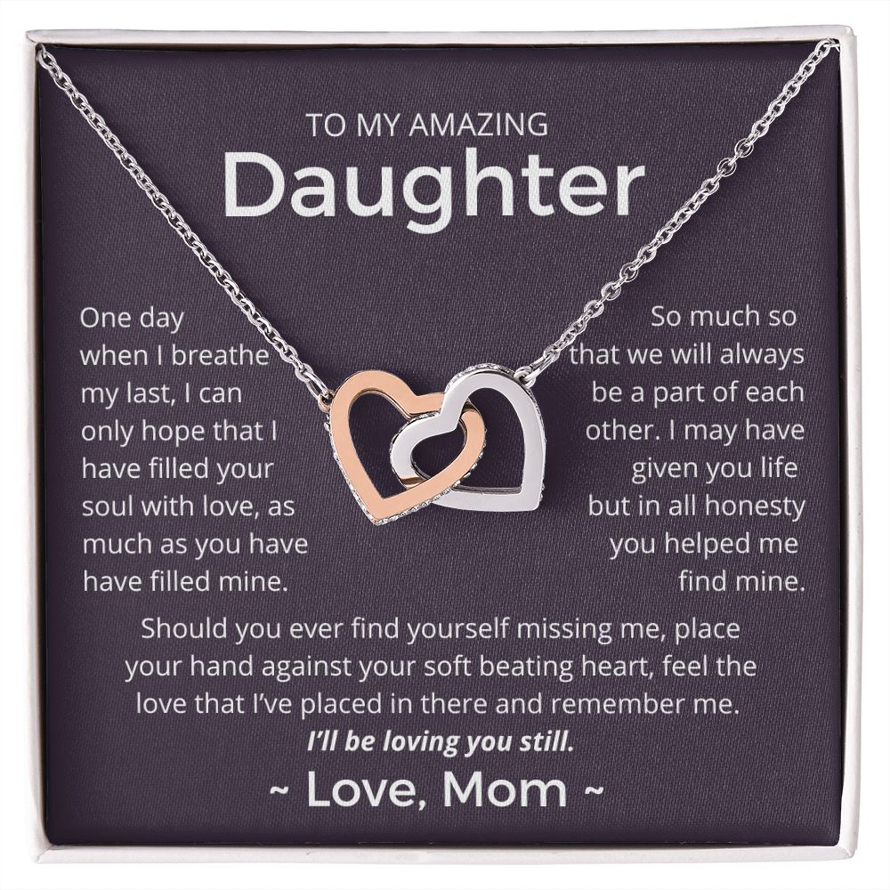 When I Breath My Last - Interlocking Hearts Necklace For Daughter