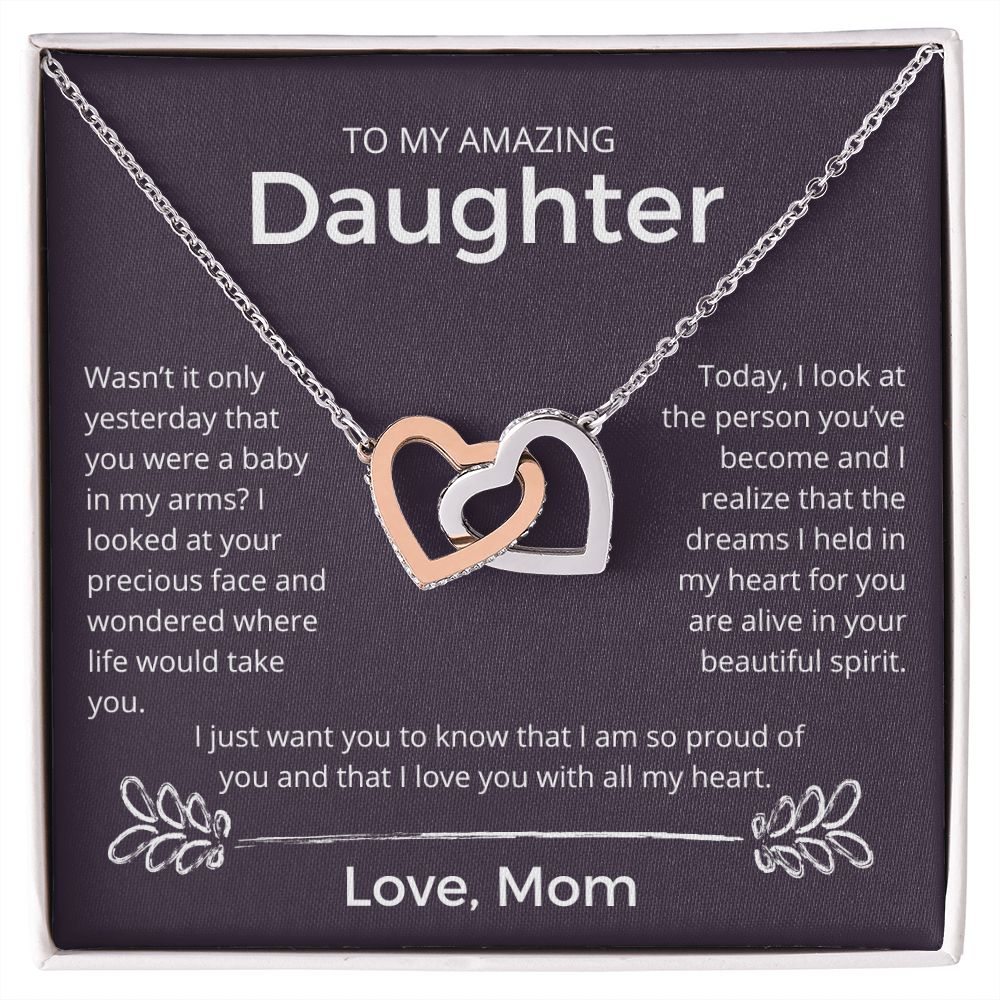 The Dreams I Held In My Heart - Interlocking Hearts Necklace For Daughter