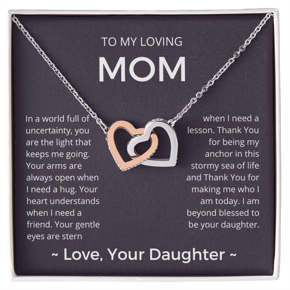 The Light That Keeps Me Going - Interlocking Hearts Necklace For Mom