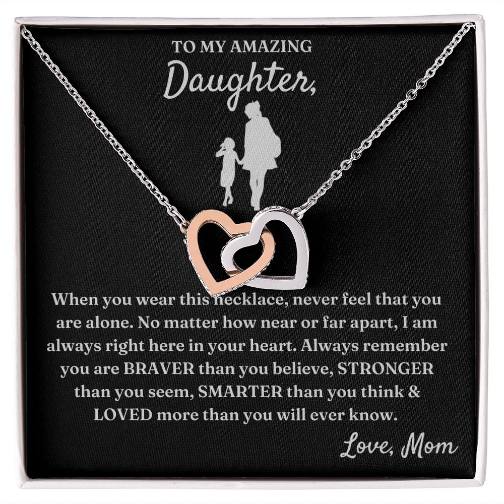 Right There In Your Heart - Interlocking Hearts Necklace For Daughter