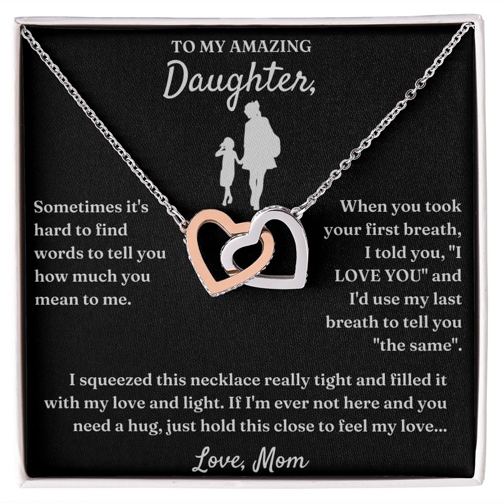 Hard To Find Words - Interlocking Hearts Necklace For Daughter