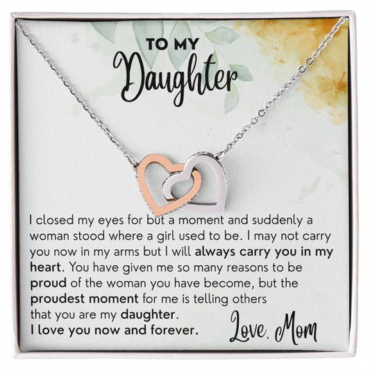 Now and Forever - Interlocking Hearts Necklace For Daughter
