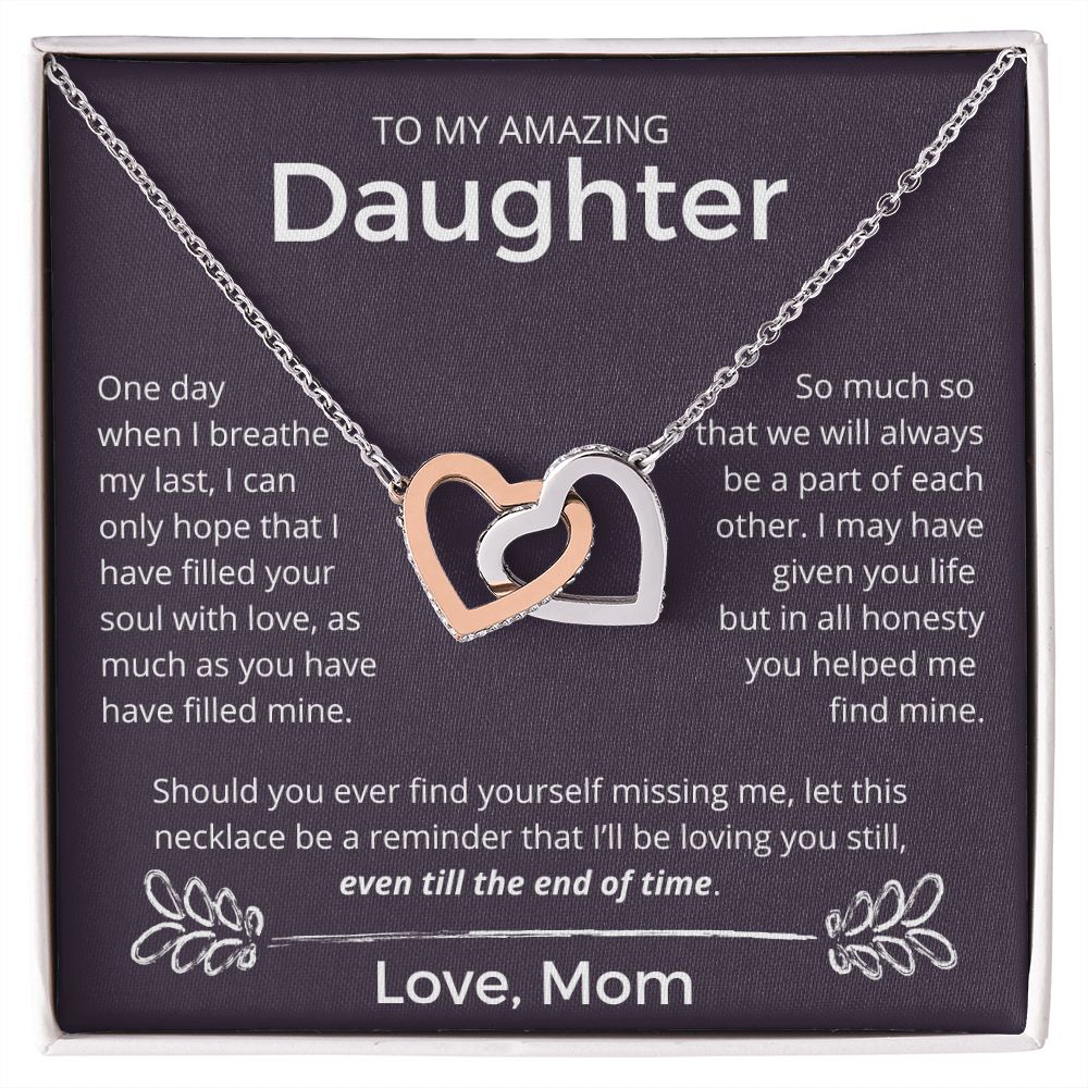 Even Till The End Of Time - Interlocking Hearts Necklace For Daughter