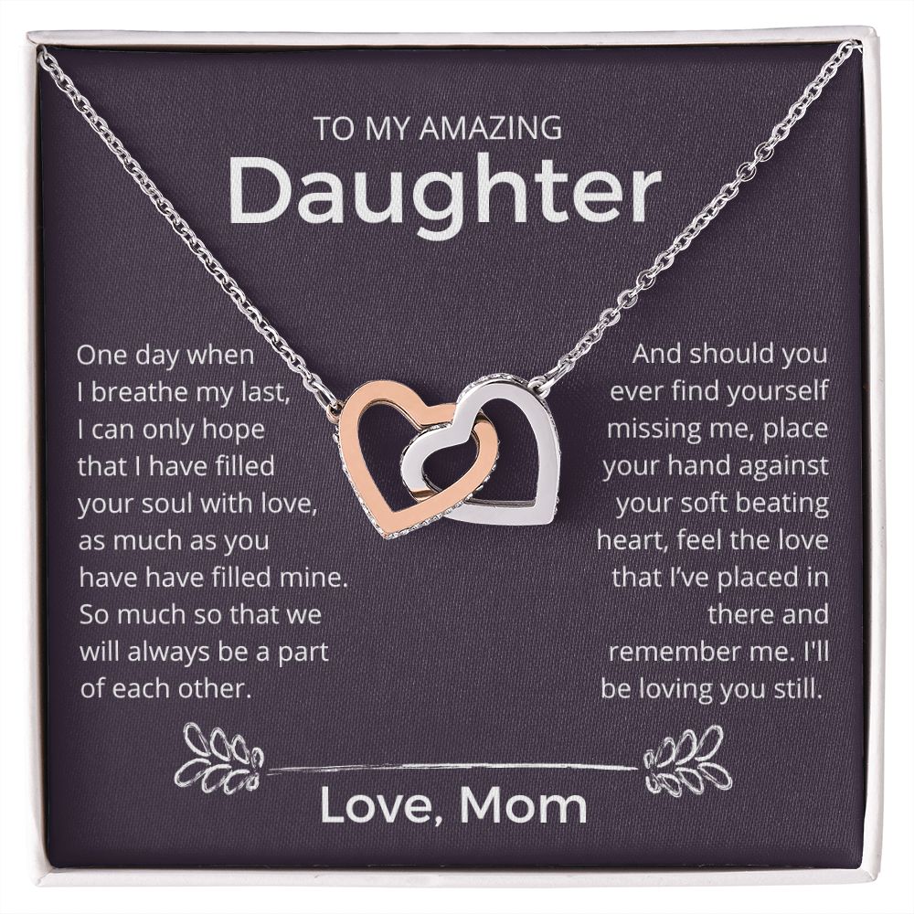 I'll Be Loving You Still - Interlocking Hearts Necklace For Daughter