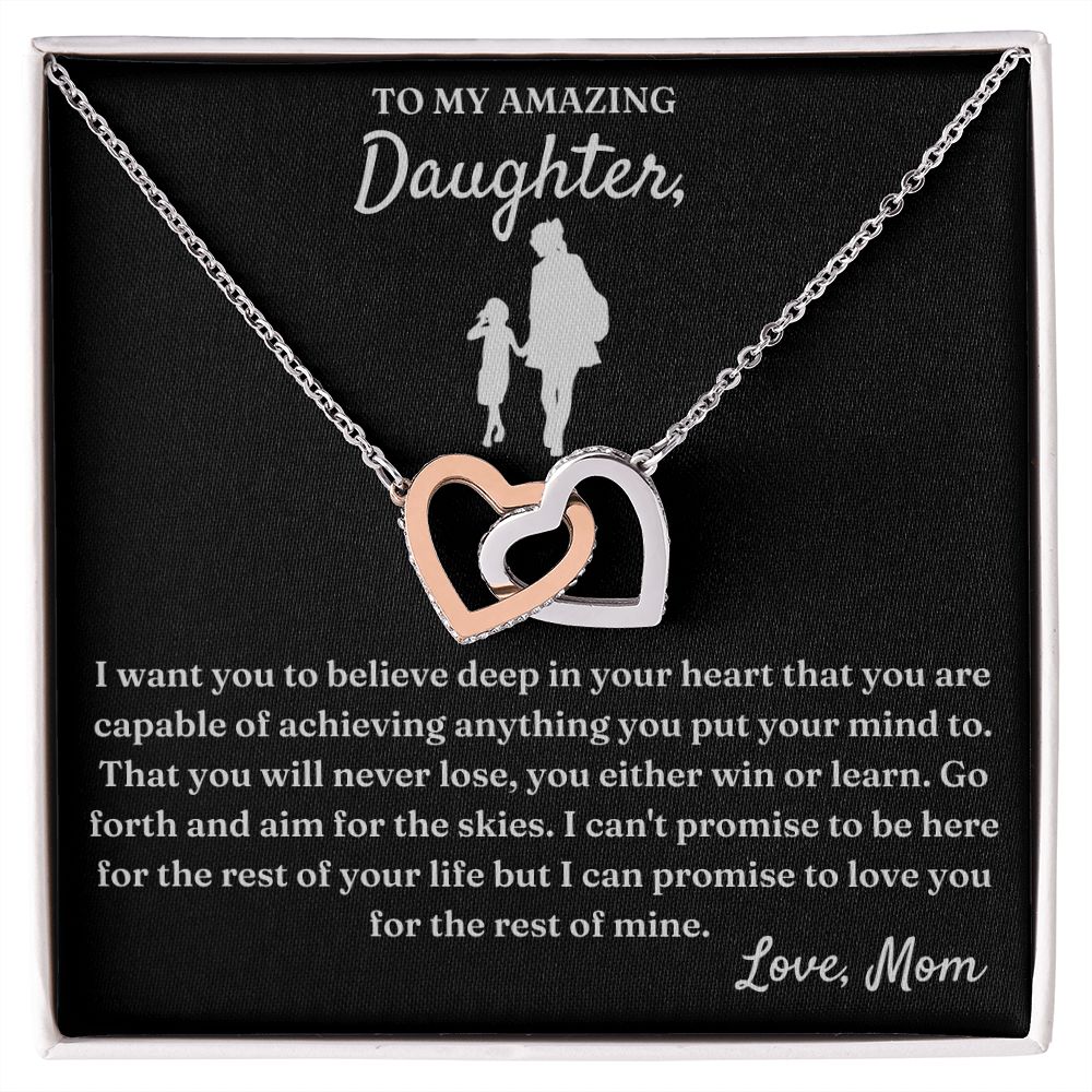 Capable Of Achieving Anything - Interlocking Hearts Necklace For Daughter