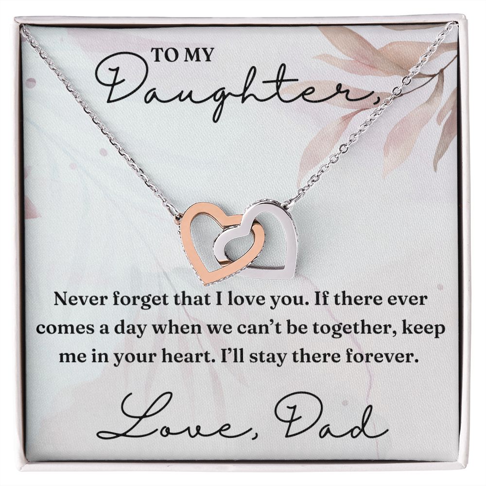 Keep Me In Your Heart - Interlocking Hearts Necklace For Daughter