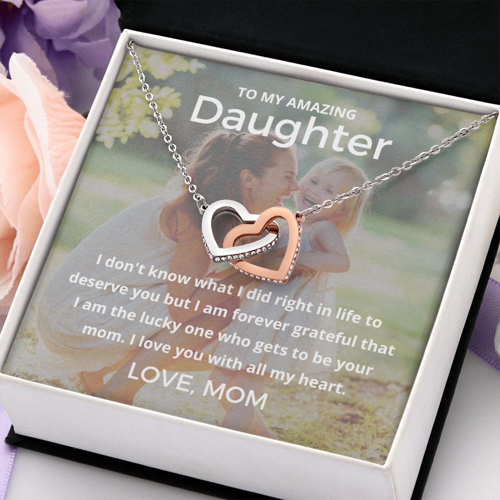 The Lucky One - Interlocking Hearts Necklace For Daughter