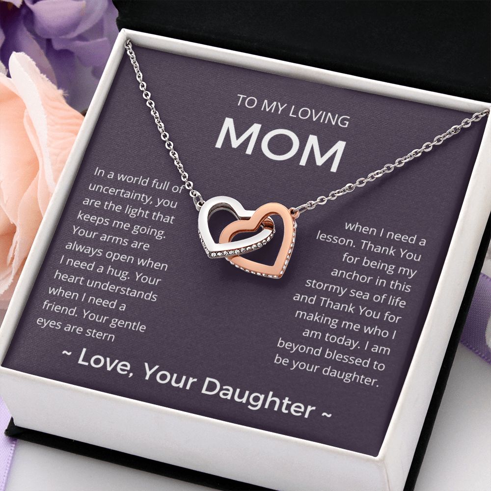 The Light That Keeps Me Going - Interlocking Hearts Necklace For Mom