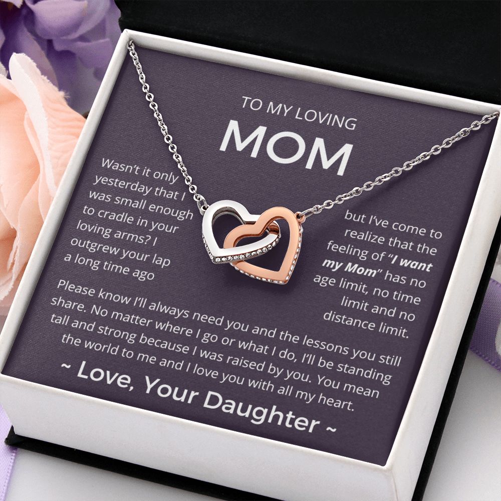 You Mean The World To Me - Interlocking Hearts Necklace For Mom