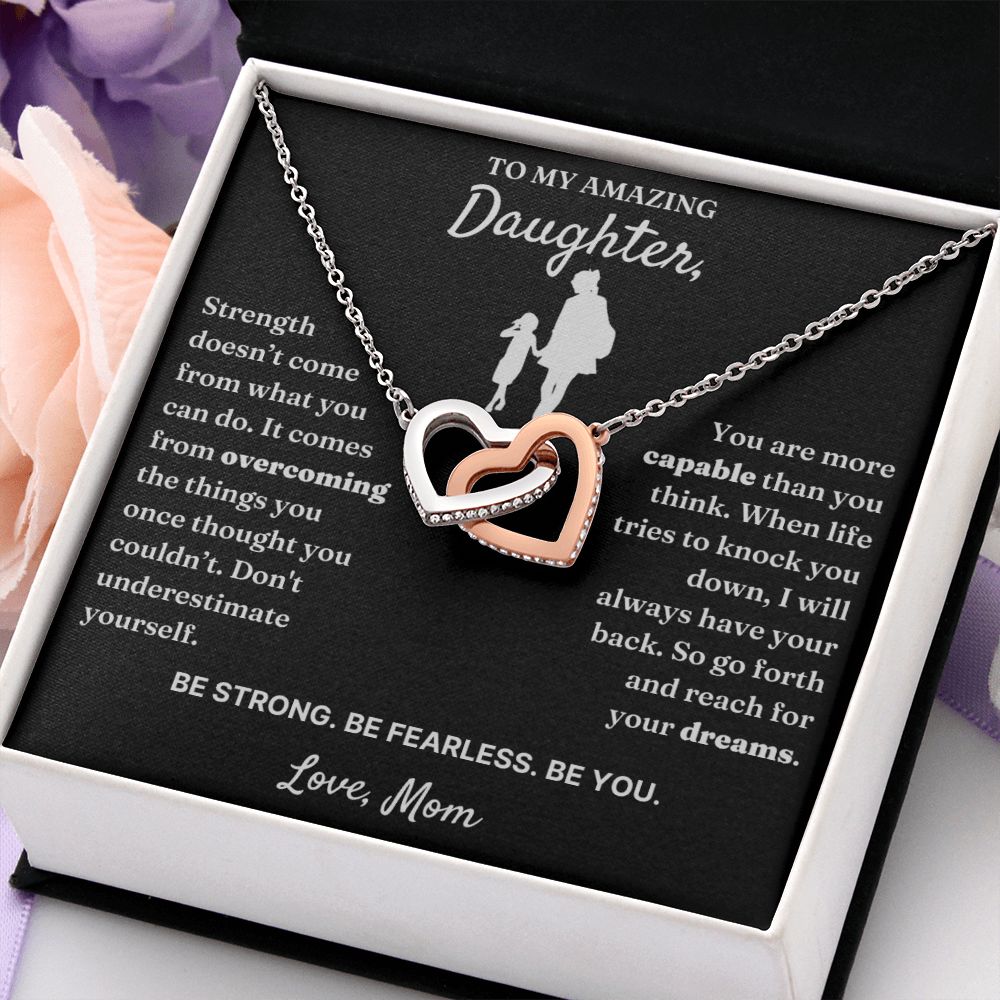 Be Fearless - Interlocking Hearts Necklace For Daughter