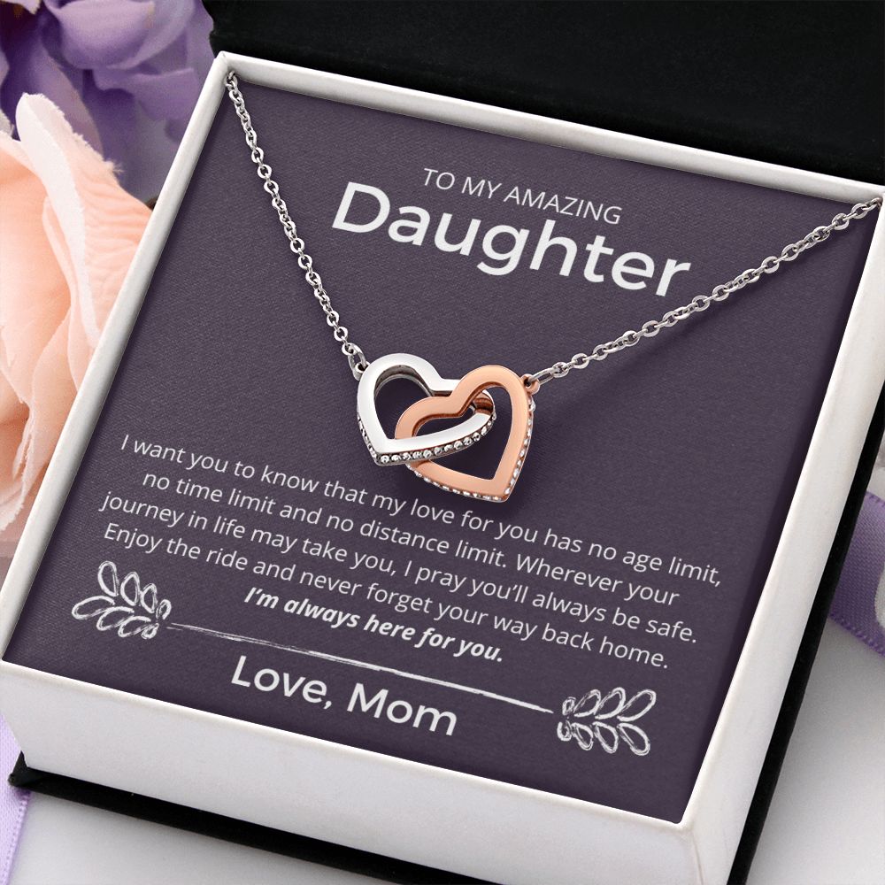 Never Forget Your Way Back Home - Interlocking Hearts Necklace For Daughter