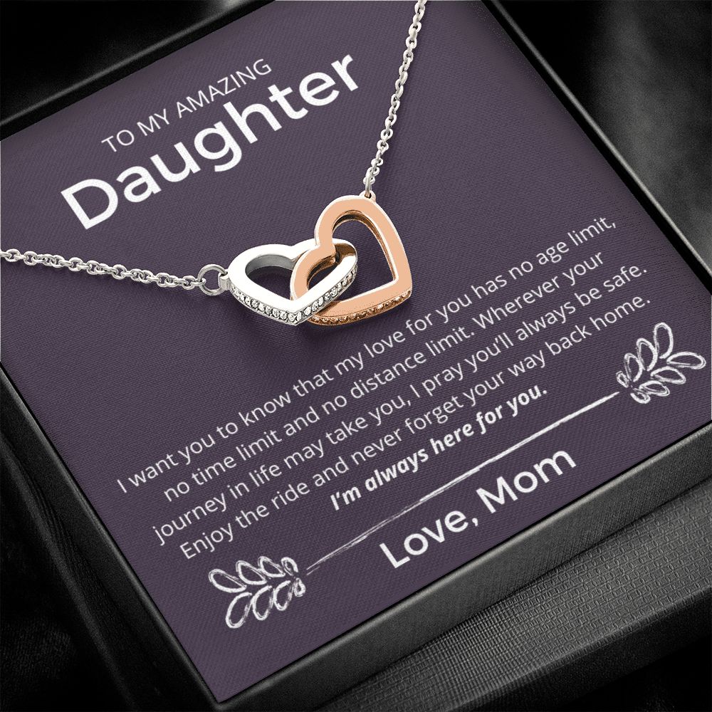 Never Forget Your Way Back Home - Interlocking Hearts Necklace For Daughter