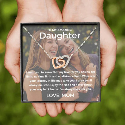 My Amazing Daughter - Interlocking Hearts Necklace For Daughter (Personalize With Your Photo!)