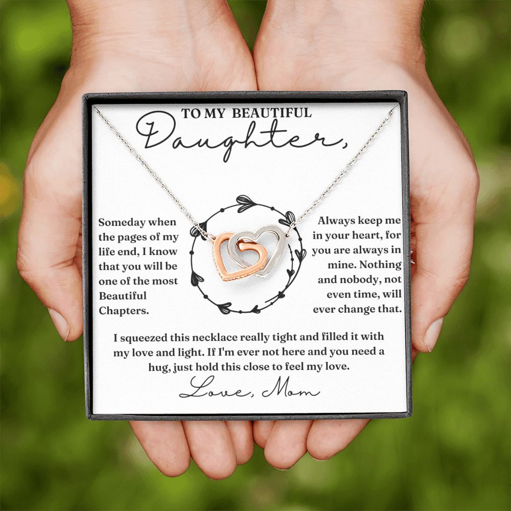 Pages Of My Life - Interlocking Hearts Necklace For Daughter