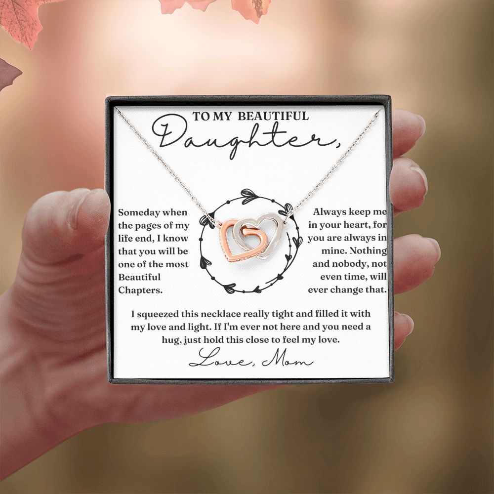 Pages Of My Life - Interlocking Hearts Necklace For Daughter