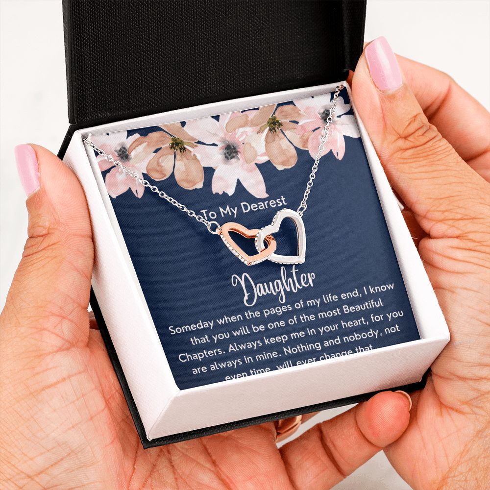 To My Dearest Daughter - Interlocking Hearts Necklace