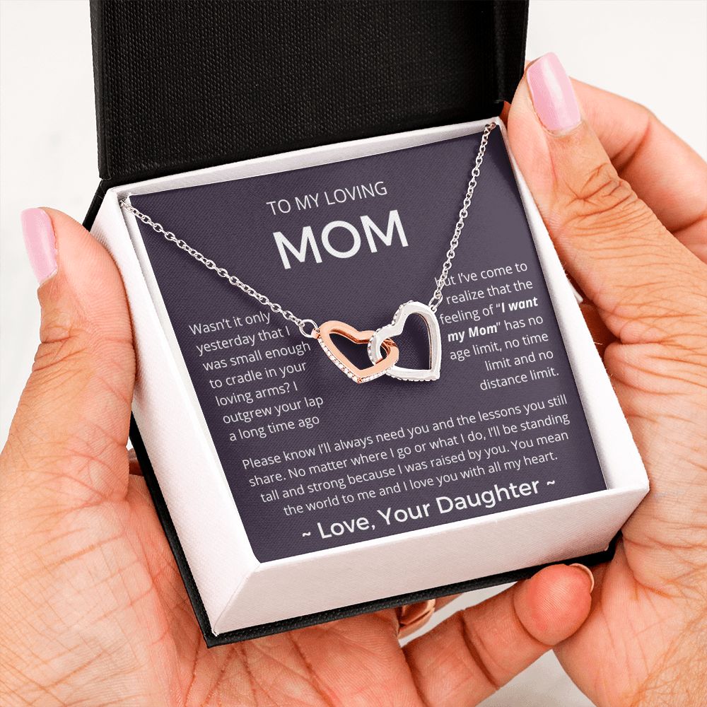 You Mean The World To Me - Interlocking Hearts Necklace For Mom