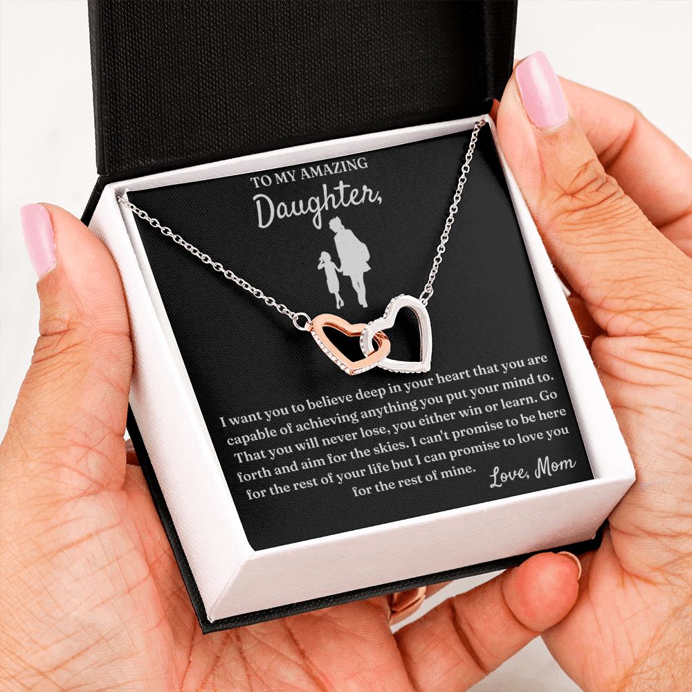 Capable Of Achieving Anything - Interlocking Hearts Necklace For Daughter