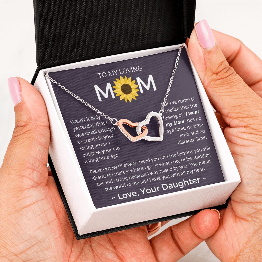 You Mean The World To Me - Interlocking Hearts Necklace For Mom