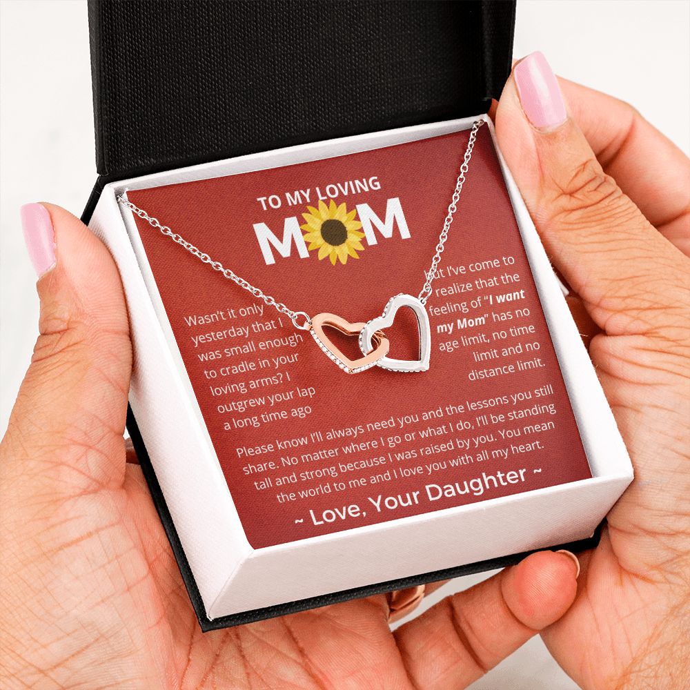You Mean The World To Me - Interlocking Hearts Necklace For Mom