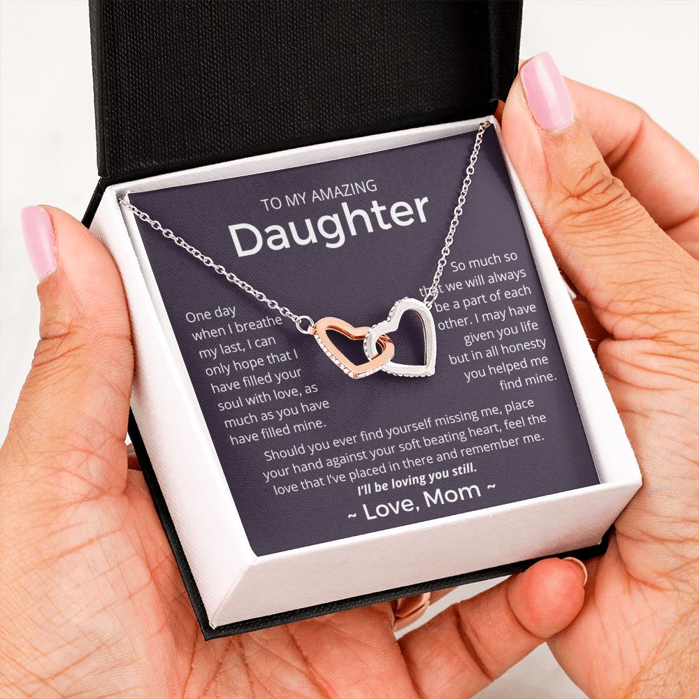 When I Breath My Last - Interlocking Hearts Necklace For Daughter