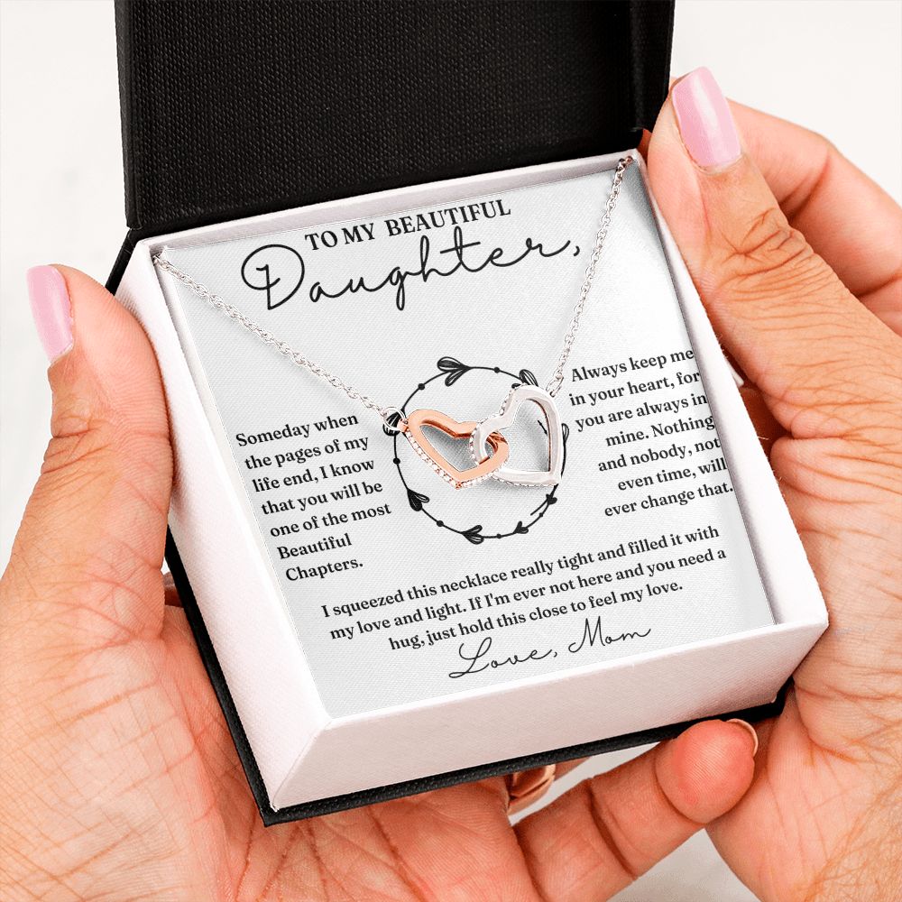 Pages Of My Life - Interlocking Hearts Necklace For Daughter