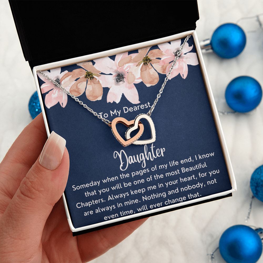To My Dearest Daughter - Interlocking Hearts Necklace